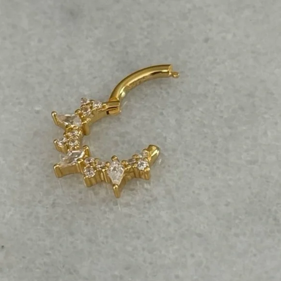 Gold Crystal Spike Helix Daith Tragus Septum Hoop Ring Earring 

Brand New - Picture 4 of 5